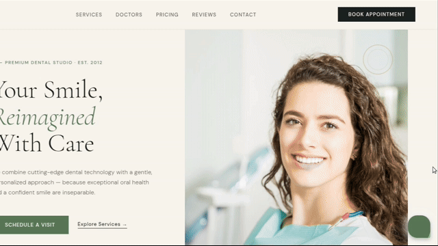 Demo on a dental clinic's website